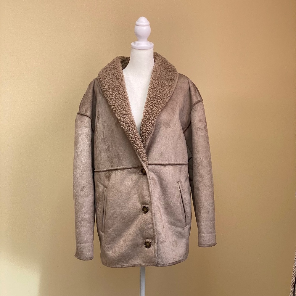 Lucky Brand Faux Sherling Coat Size L